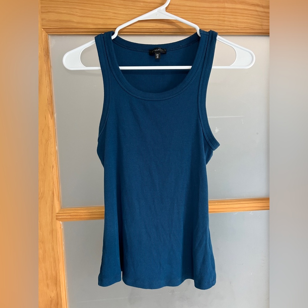 (SOLD) Dynamite Tedi Ribbed Tank Top in Gibraltar Sea Blue - Size S